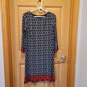 Enfocus Studio Black and Red Long Sleeve Dress